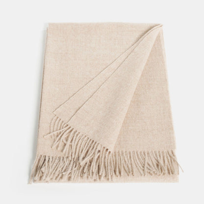 Natural Baby Alpaca Maxi-Scarf with Fringes