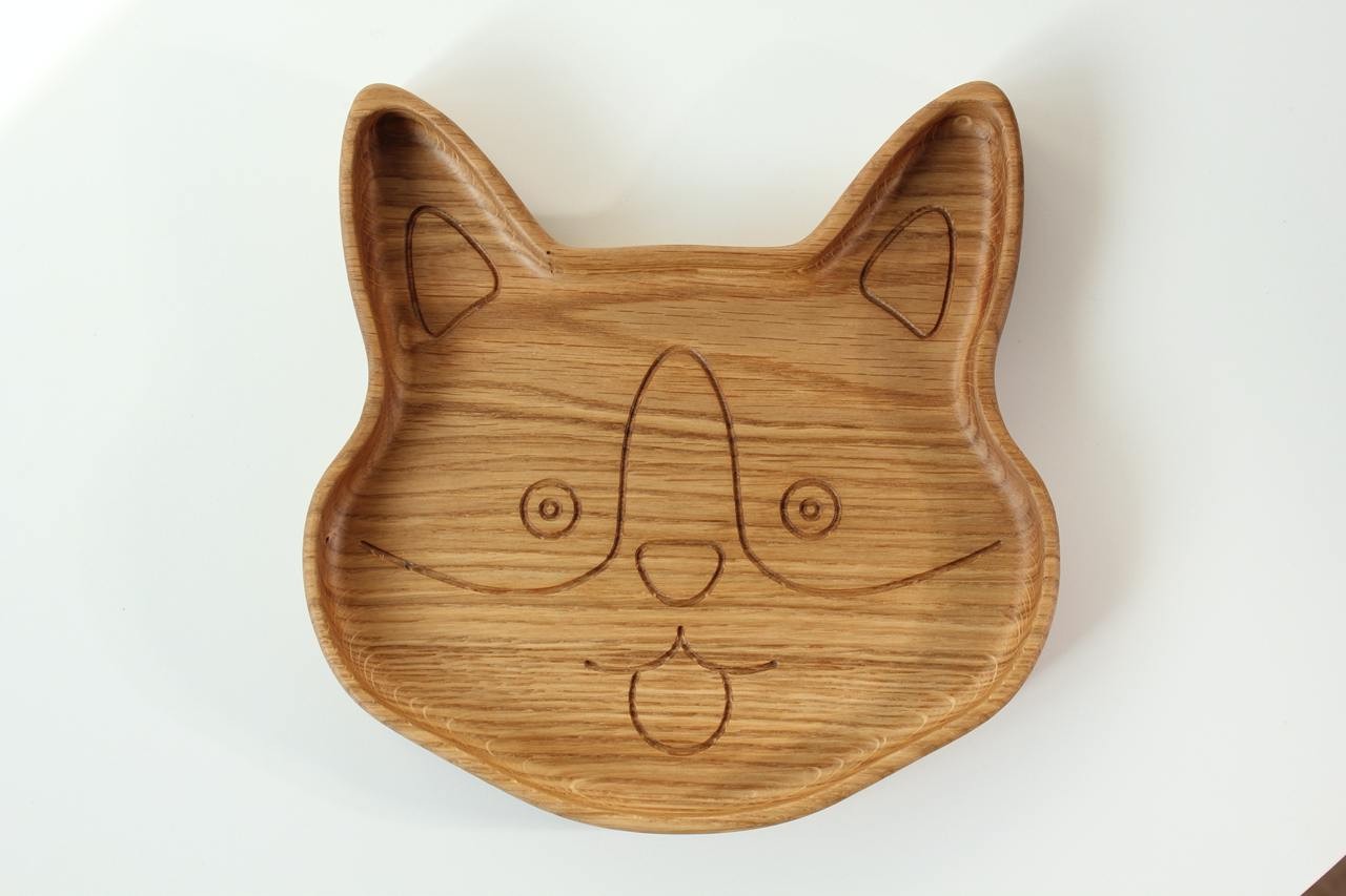 Wooden Plate For Kids - Corgi