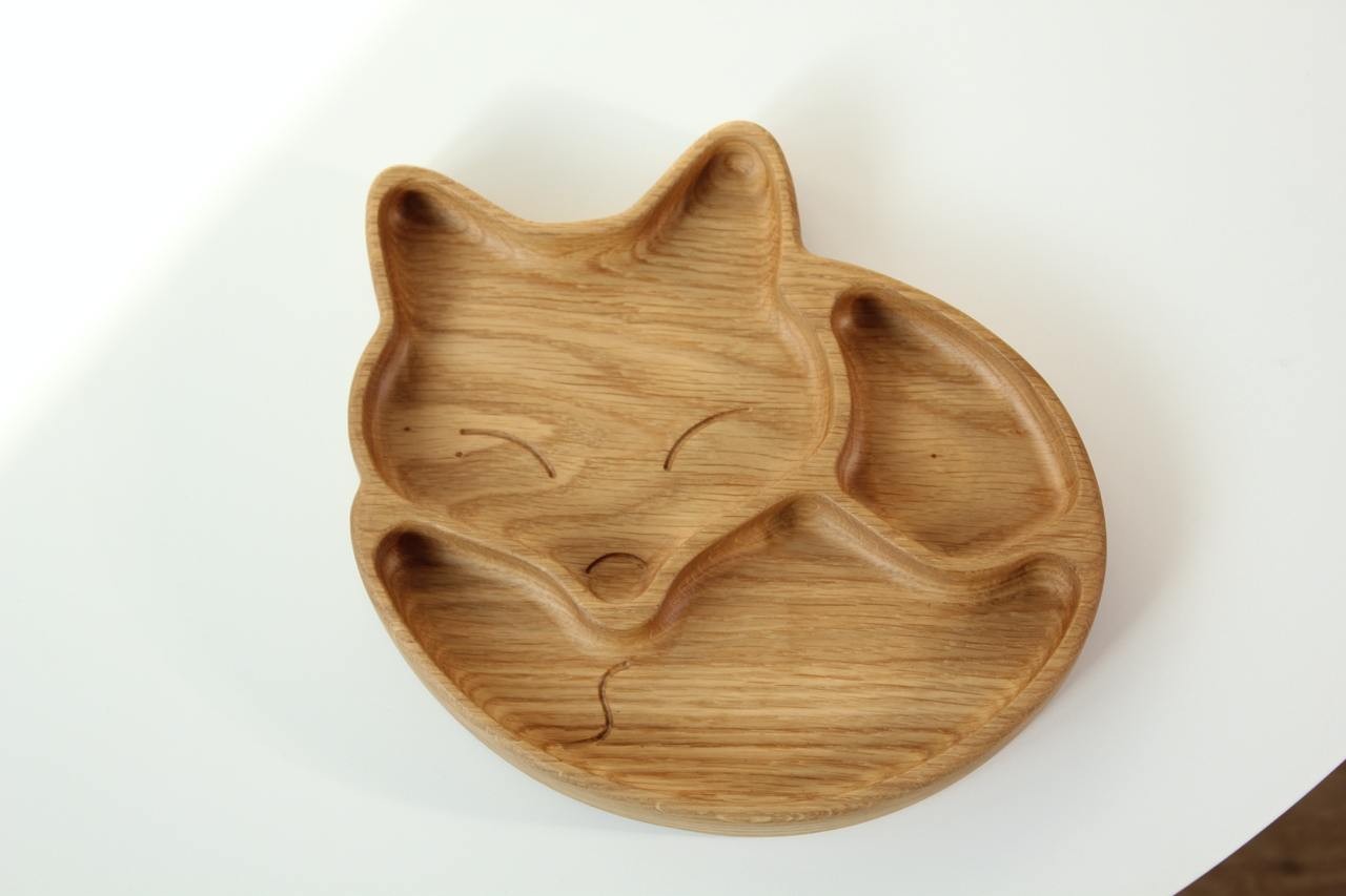 Wooden Plate For Kids - Fox With 3 Sectors