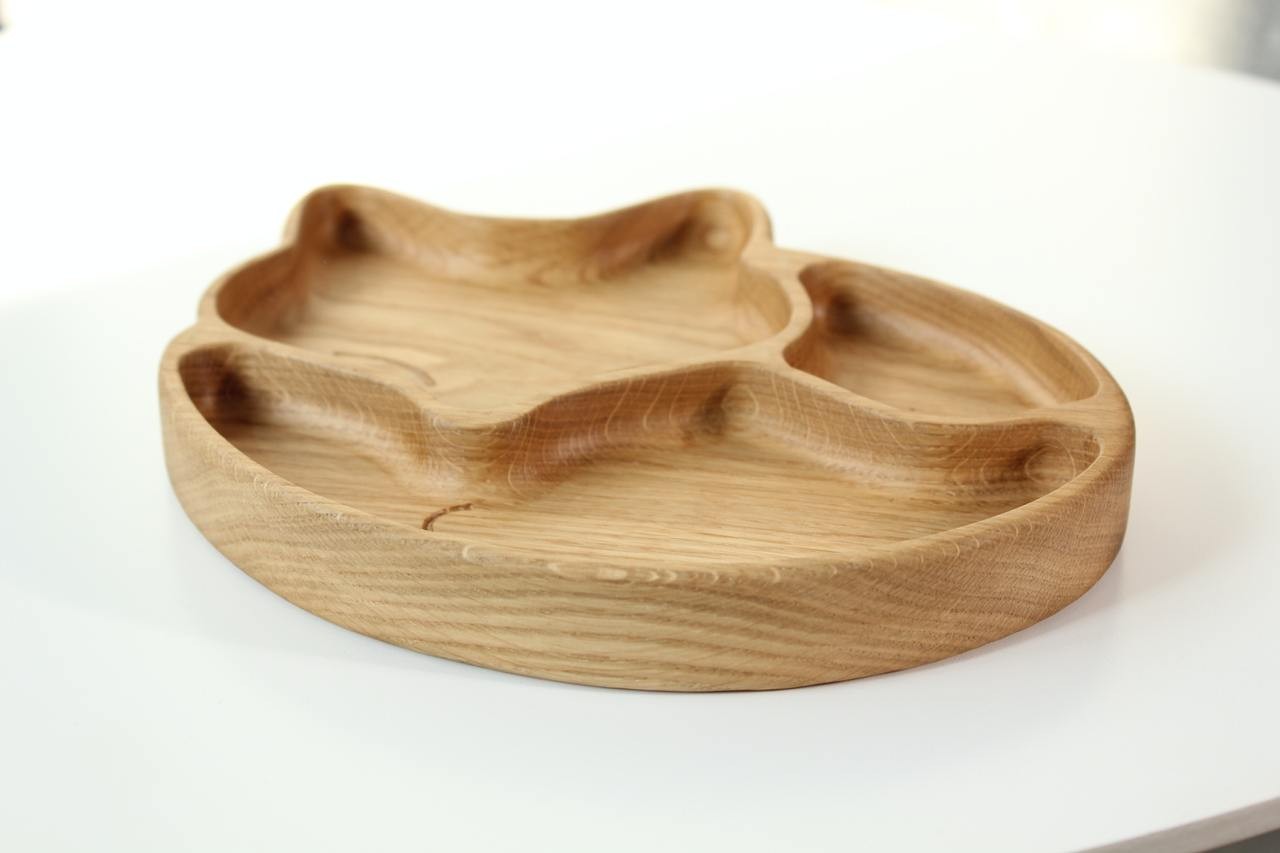 Wooden Plate For Kids - Fox With 3 Sectors
